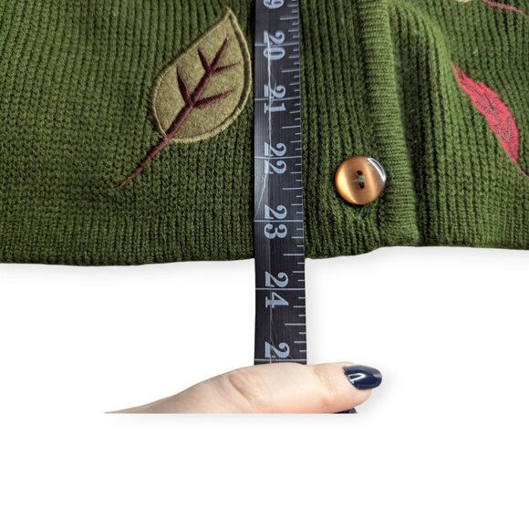 Croft & Barrow Leaf Patterned Green Knit Button Front Cardigan Women's Size XL - Picture 14 of 14